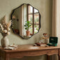Irregular Hexagon Wall Mirror with Wavy Edge, Modern Decorative Mirror for Bathroom, Bedroom, Living Room, Frameless Vanity Mirror