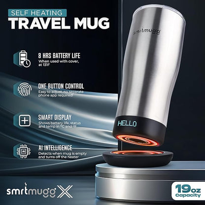 X Heated Coffee Mug 19 oz., 8 Hour Battery Life, Self-Heating, Adjustable Temp - Image 3