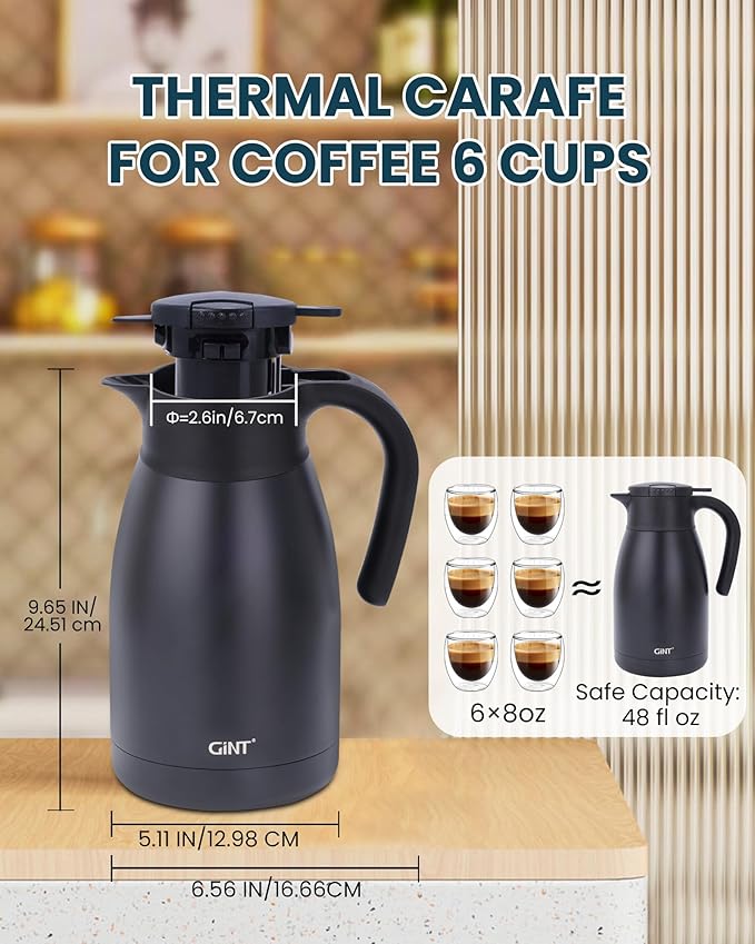 GiNT 51Oz Stainless Steel Thermal Coffee Carafe - Image 6