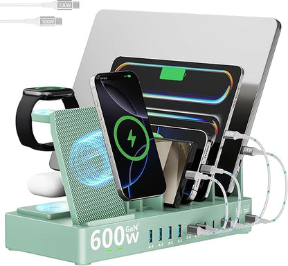 600w Charging Station for Multiple Devices, 15 in 1 Wireless Charger by SAIPKYGS