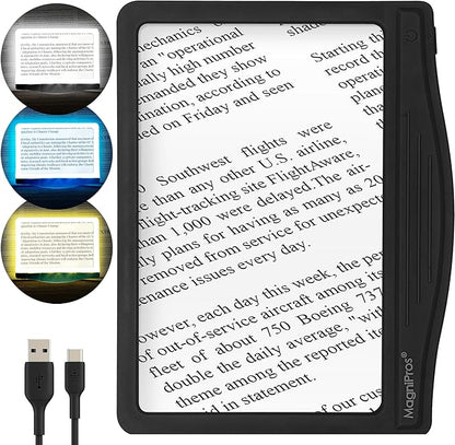 MagniPros 5X Rechargeable Large Ultra Bright LED Page Magnifier by MagniPros