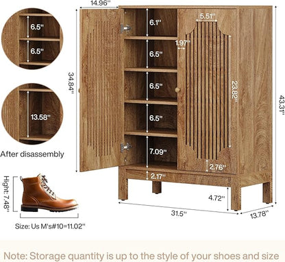 Tribesigns Shoe Cabinet with Doors, 5-Tier Shoe Storage Cabinet with Adjustable - Image 2