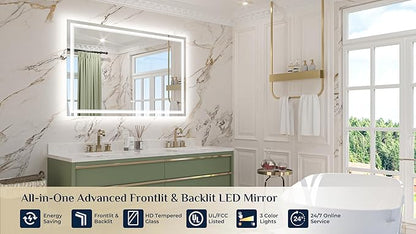 Keonjinn 50" x 36" Bathroom LED Mirror, Front & Back Lighted Mirror - Image 9