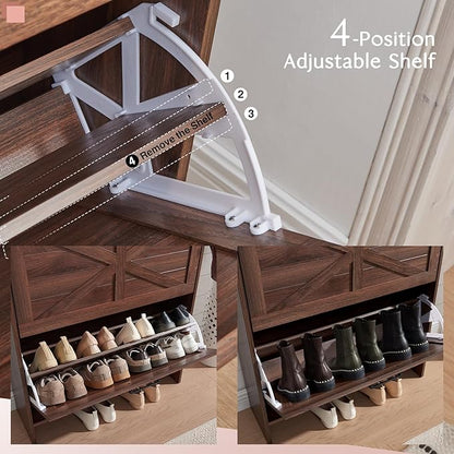 Shoe Storage Cabinet, Farmhouse Shoe Organizer - Image 6