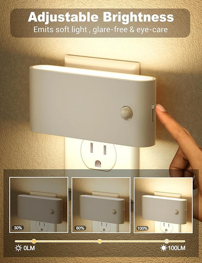 JandCase Motion Senor Night Light, 2 Pack Night Lights Plug into Wall, 0-100 LM - Image 3