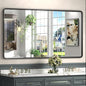 55x30 Black Matte Mirror for Bathroom, Large Rounded Mirror for Bathroom by GOLOMO