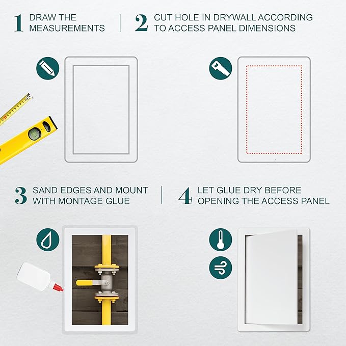 8" x 12" White Plastic Access Panel. Service Shaft Door Panel. Plumbing - Image 3