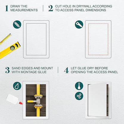 8" x 12" White Plastic Access Panel. Service Shaft Door Panel. Plumbing - Image 3