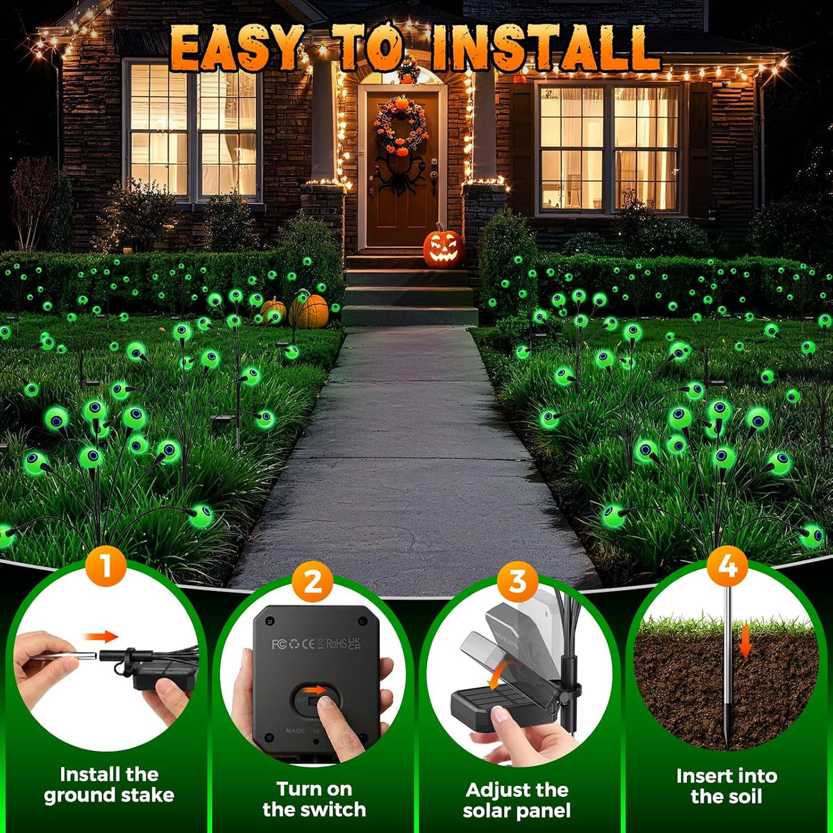 Halloween Decorations Outdoor, 6Pack 48 LEDs Solar Eyeball Lights