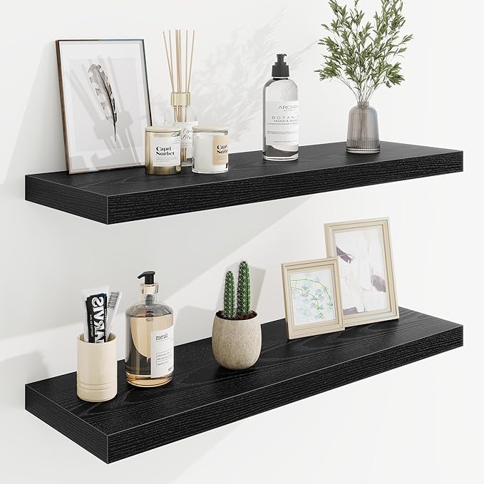 30in Floating Shelves for Wall, 2 Pack Long Wall Mounted Engineered Wood Shelves by Marsmiles