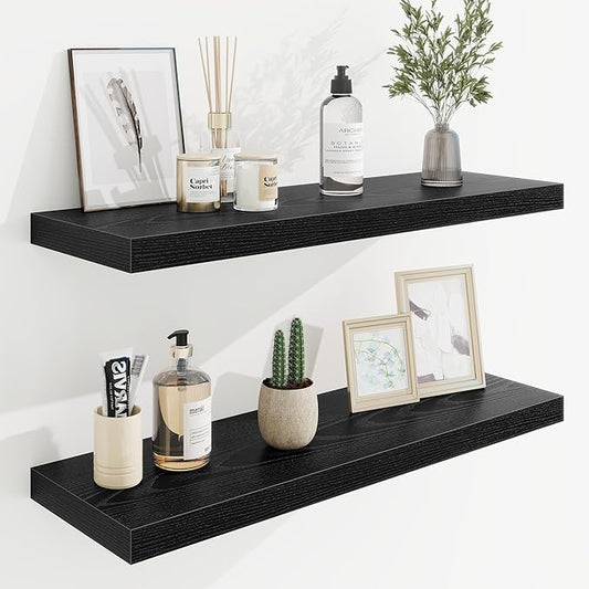 30in Floating Shelves for Wall, 2 Pack Long Wall Mounted Engineered Wood Shelves by Marsmiles