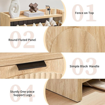 Narrow Shoe Cabinet with 2 Flip Drawers - Image 8