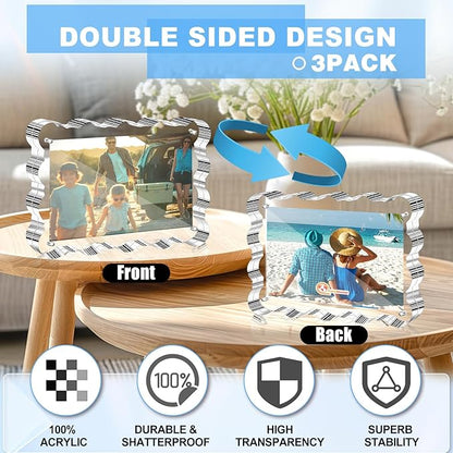 Aheroi 4x6 Acrylic Picture Frames, 3 Pack Clear Scalloped Acrylic Photo Frame - Image 4