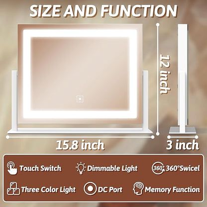 FENNIO Vanity Mirror with Lights, 3 Color Modes & Brightness Adjustable - Image 4
