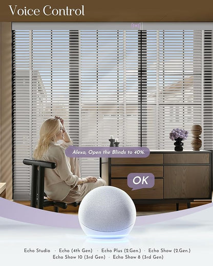 Graywind Motorized Solid Wood Blinds 90% Blackout Smart Electric Horizontal - Image 4