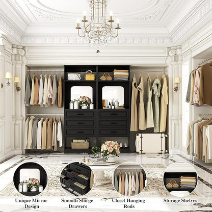 Unikito Closet System with 6 Drawers, 6-14Ft Closet Organizer with Mirror - Image 3