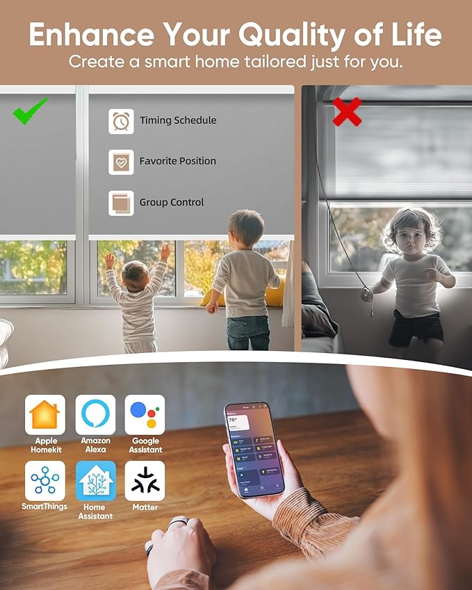 Kincmo Motorized Blinds with Remote, 100% Blackout Motorized Roller Shades Work - Image 3