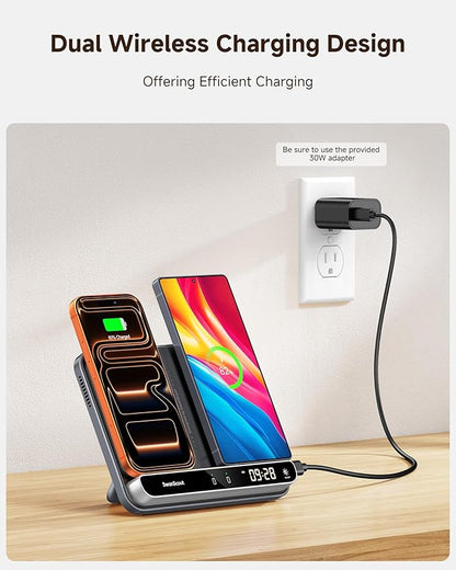 Dual Wireless Charger Stand, SwanScout 504, Foldable Wireless Charging Station - Image 2