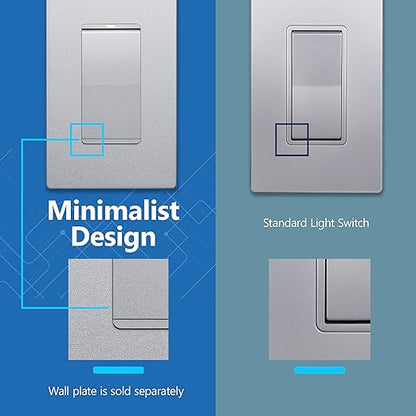 LIDER Minimalist Design Matte Finish Lighted Decorator Switch, Frameless Paddle - Image 4