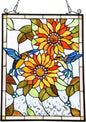 Capulina Sunflower and Birds Stained Glass Panels Window Hangings