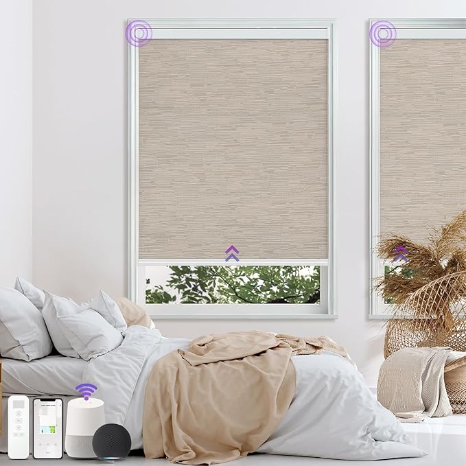 Astomi Motorized Roller Shades for Windows, Smart Blinds, Voice Control by Astomi
