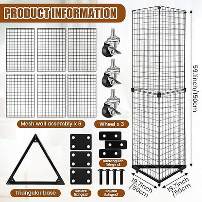 Weysat 5' x 1.6' Triangle Gridwall Panel Display Stand 3-Sided Grid Tower - Image 2
