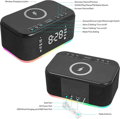 Bluetooth Alarm Clock Radio Bedroom, Digital Dual Alarm Clock Bedroom, Matte - Image 8
