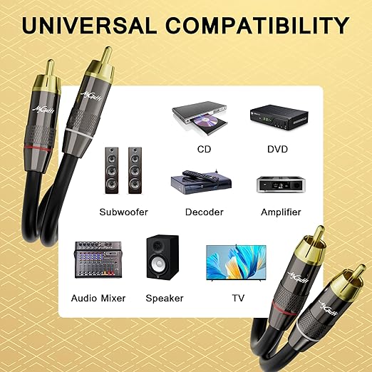 RCA Cable 10 FT, 2RCA to 2RCA Stereo Audio Cable, 【Zinc Alloy Shells, - Image 6