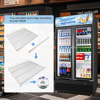 Commercial Beverage Refrigerator, 40 Inch 35 Cu.Ft. Commercial Drink Fridge - Image 3