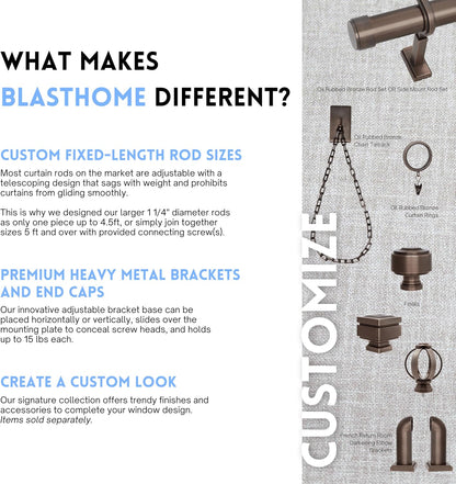 BLASTHOME® Luxury Step Square Finials – Fits Only Signature Collection Curtain Rods (Rod Not Included) – Premium Quality, Heavy Metal – Set of Two – Oil Rubbed Bronze