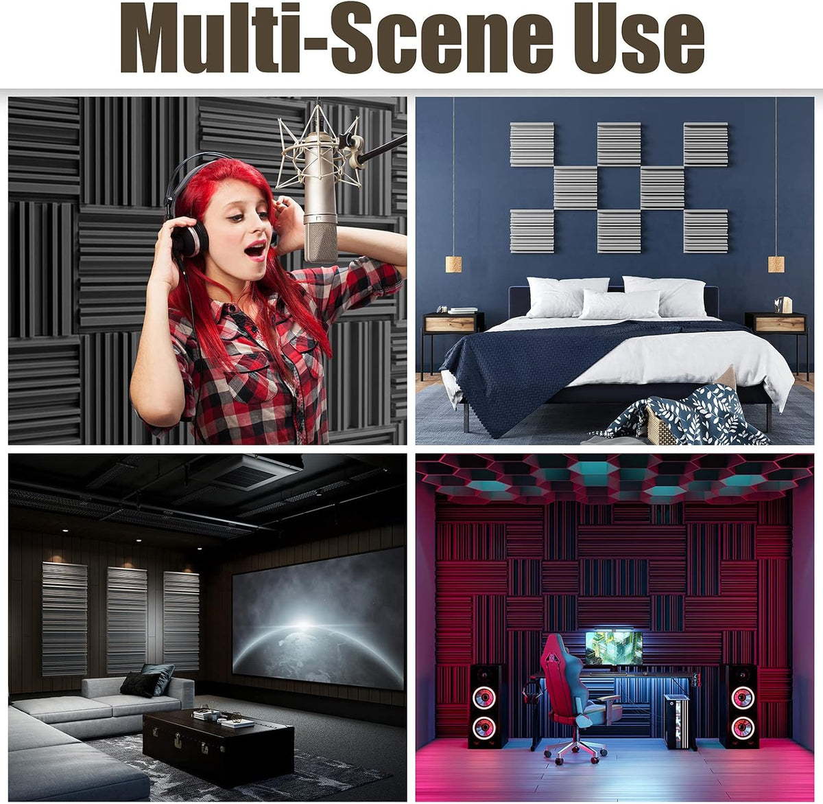 18 Pack Sound Proof Foam Panels, 12" x 12" x 2" High-Density A...