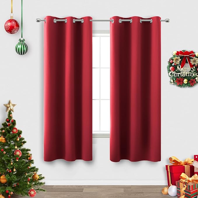 KOUFALL Red Blackout Curtains 72 Inches Long by KOUFALL