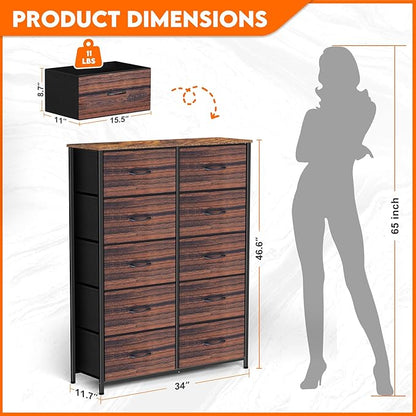 Dresser for Bedroom with 10 Drawers, Chest of Drawers, Storage Drawers - Image 3