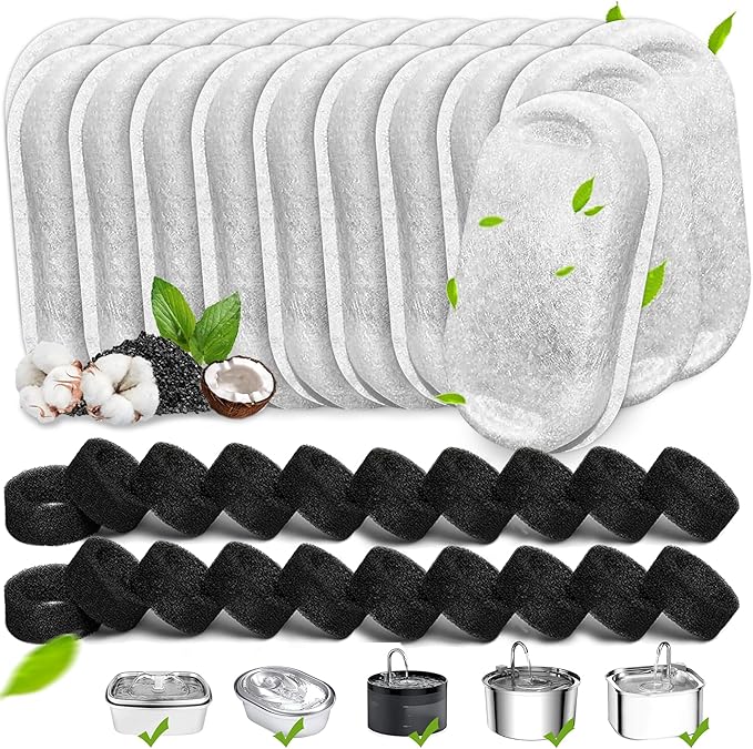 Cat Water Fountain Filters, 40 Pack Cat Replacement Filters by Whksoy