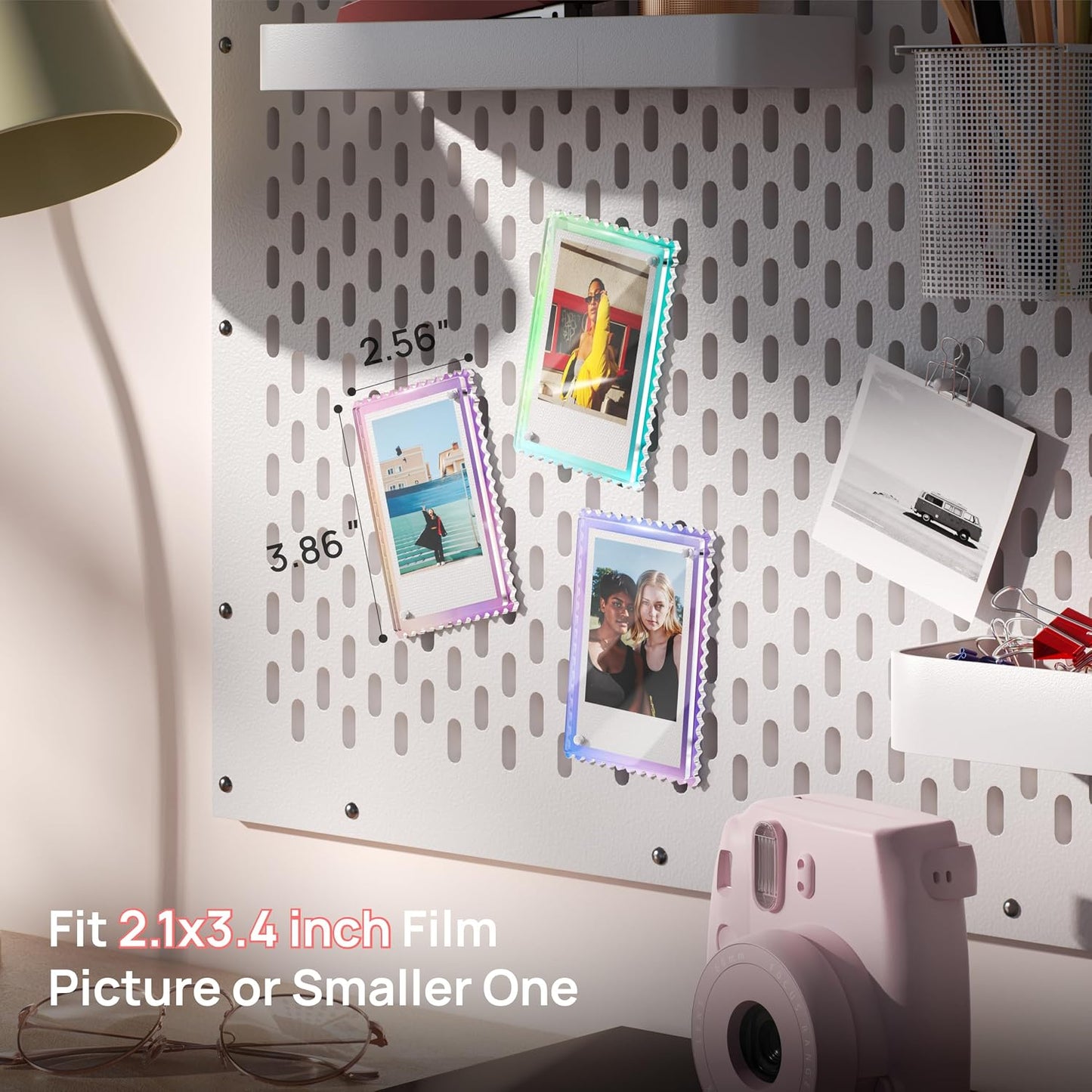 WINKINE Polaroid Magnet Frames for Refrigerator, Instax Magnetic Photo Frames, 2x3 Picture Frame Scalloped for Fujifilm Instax Mini & Polaroid Film, Wallet Size Picture Display