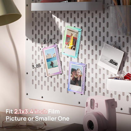 WINKINE Polaroid Magnet Frames for Refrigerator, Instax Magnetic Photo Frames, 2x3 Picture Frame Scalloped for Fujifilm Instax Mini & Polaroid Film, Wallet Size Picture Display