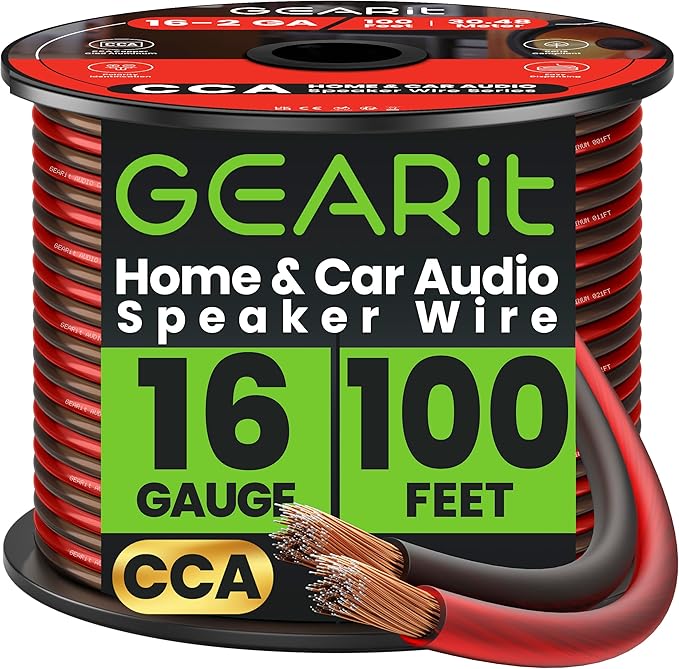 GEARit Pro Series 16AWG Speaker Wire, 16 Gauge Speaker Wire Cable Great Use by GEARit