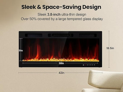 Electric Fireplace Inserts 42 Inch Wide, RealSmart Wall Mounted Fireplace - Image 7