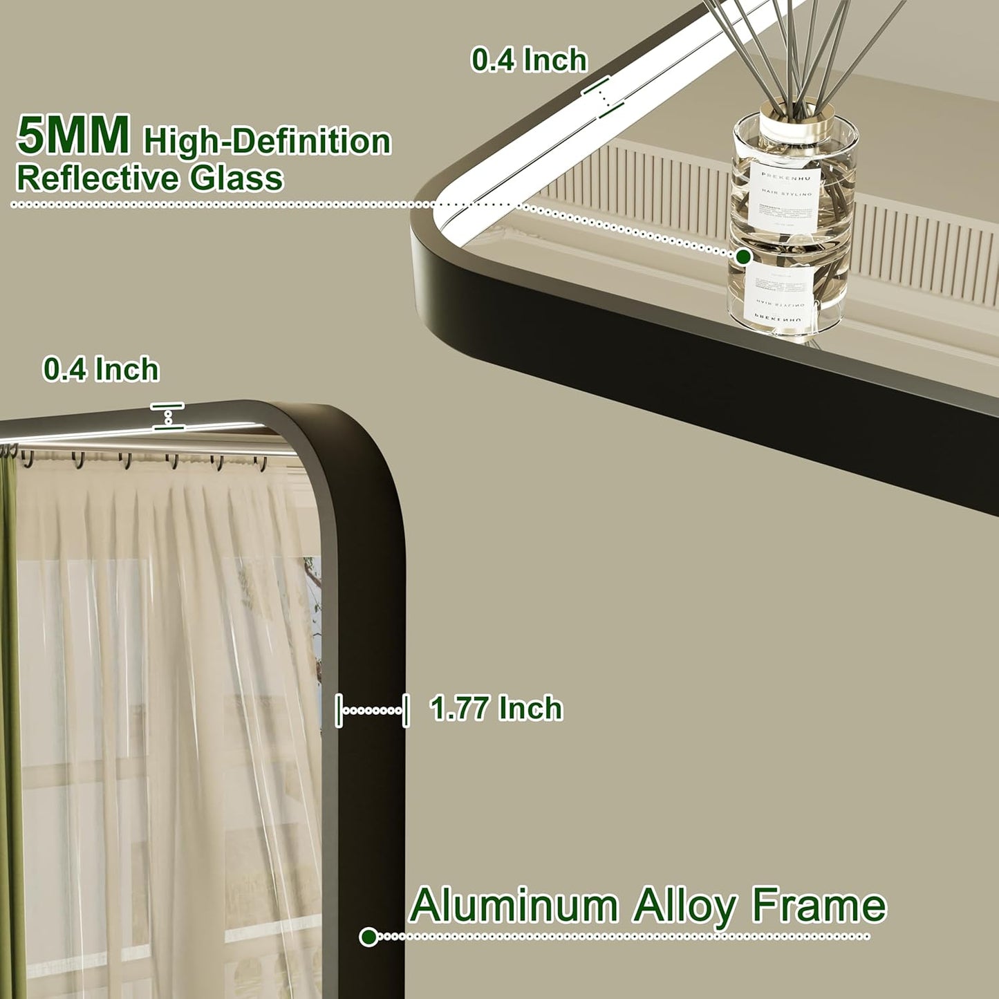 16"x24" Black LED Bathroom Mirror with 3000K/4500K/6000K Lights | Anti-Fog, Stepless Dimmable, Memory Function, Wall Mounted Aluminum Frame Lighted Bathroom Vanity Mirror, ETL Listed