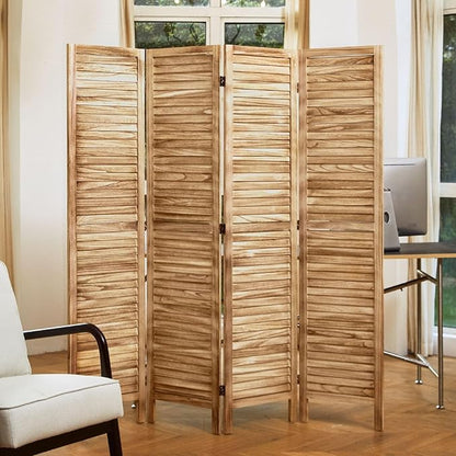 Room Dividers and Folding Privacy Screens, Wood Louvered Separators Divider Wall - Image 6