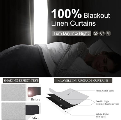 Light Grey Blackout Curtains 102 Inch Length 2 Panels Set - Image 2