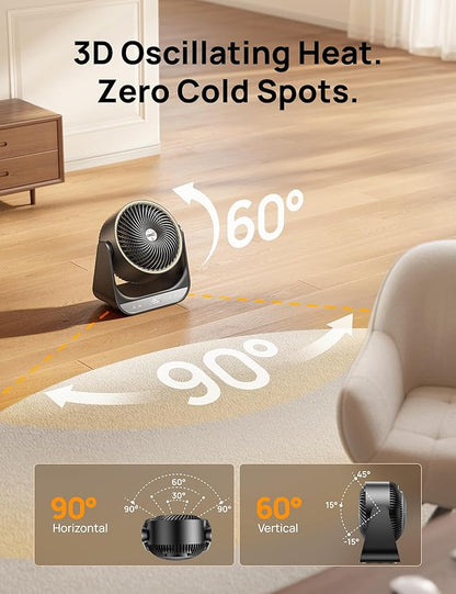 DREO Whole Room Heater 714, 60° Vertical & 90° Horizontal 3D Oscillating Heating - Image 4