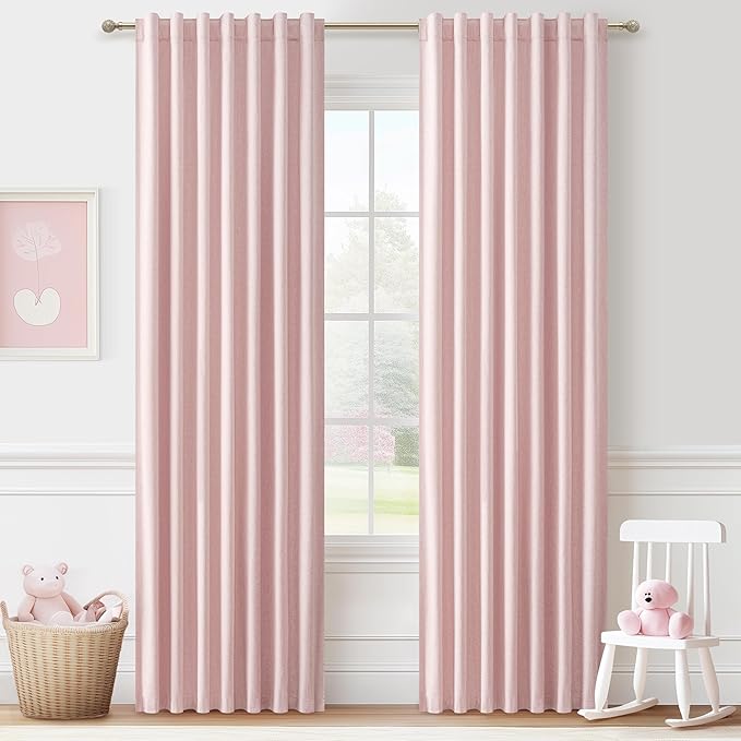 BabyPink Curtains for Girls Room, Cute Blackout Bedroom Curtains Aesthetic 84 by QJMYDECO