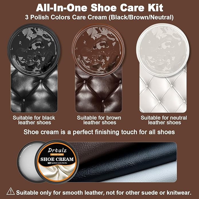 15Pcs Shoe Care Kit with Men & Women, Shoe Polish Brush Black Brown Neutral - Image 7