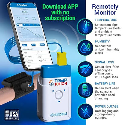 SafeSense TempTouch WiFi Pipe Clamp Temperature & Humidity Sensor – Smart - Image 8