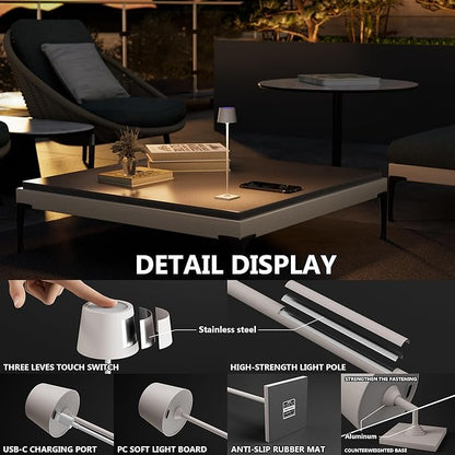 Compact Cordless Table Lamp, Rechargeable LED Night Light, Dual Light Source - Image 3