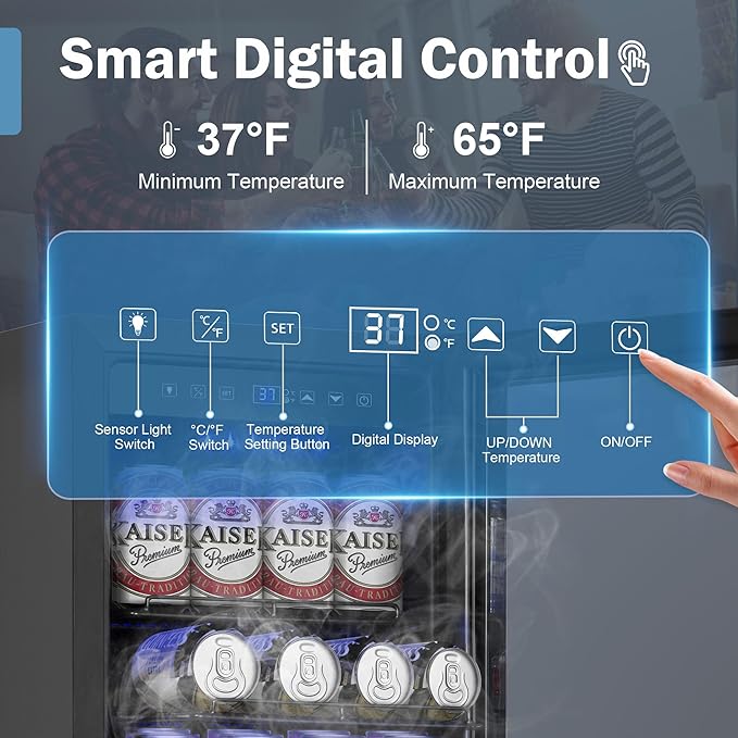 Beverage Refrigerator Cooler, 15 Inch 130 Cans Under Counter Refrigerator Beer - Image 2
