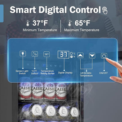 Beverage Refrigerator Cooler, 15 Inch 130 Cans Under Counter Refrigerator Beer - Image 2