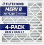 Filter King 38.5x38.5x1 Air Filter | 4-PACK | MERV 8 HVAC Pleated A/C Furnace by FilterKing