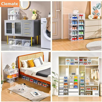 Clemate Upgraded X-Large Shoe Storage Box, 8 Pack, Shoe Box Clear Plastic - Image 2